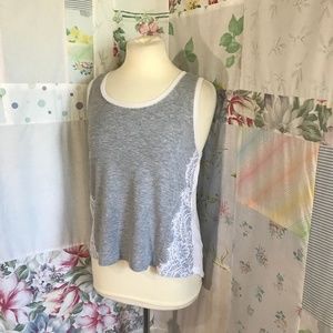 Gray Tank Top with Lace Detail and Racerback
